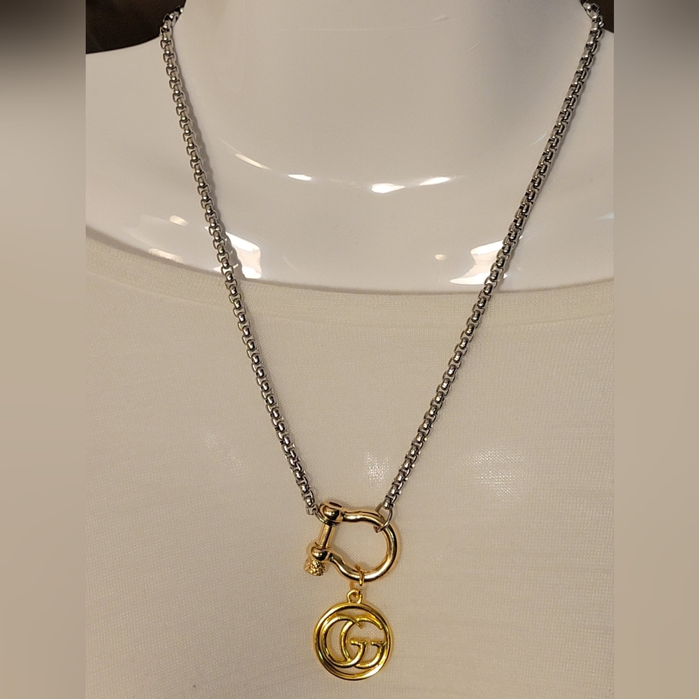 Two-Tone Gold Pendant Necklace with Interlocking GGCharm